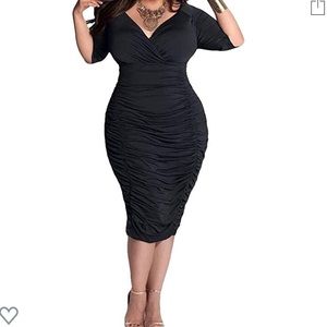 Black Runched Midi Dress
